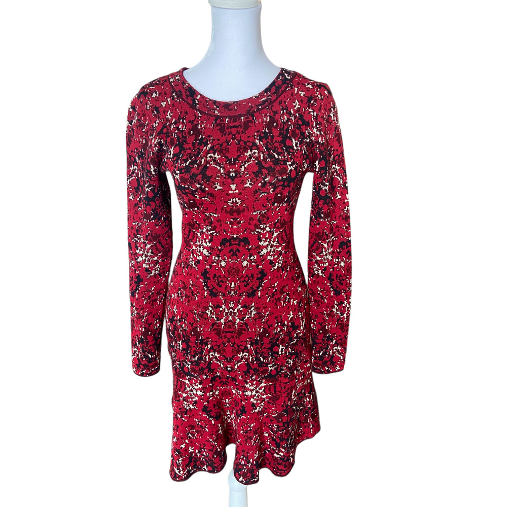 M Missoni red wool blend knit dress